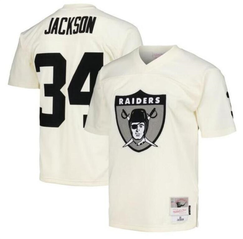 Men's Cream Las Vegas Raiders Customized Mitchell & Ness Stitched Jersey